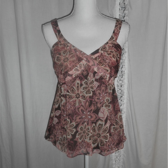LOFT Floral Chiffon Babydoll Tank TOP 6P - Picture 1 of 4
